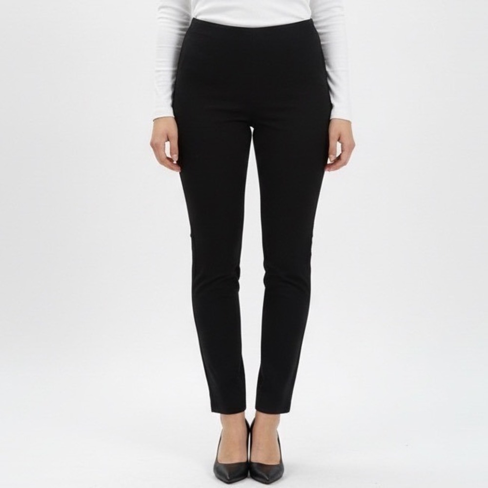 Talbots Chatham Ankle Pants Womens 14 Black Cotton Stretch Welt Pockets Straight